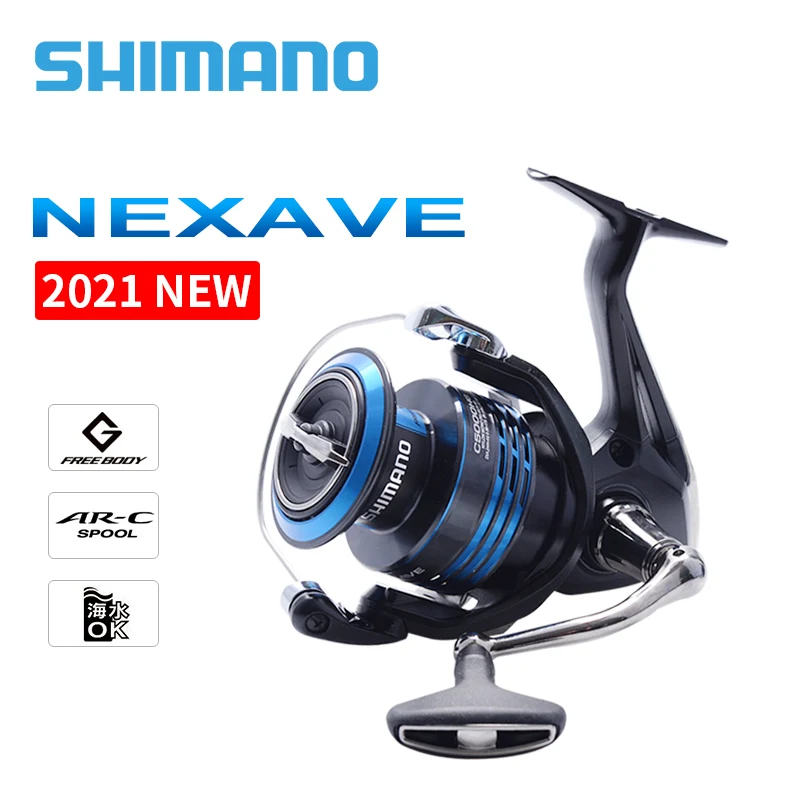 

New SHIMANO NEXAVE Spinning Fishing Reels 1000-5000 3+1BB AR-C Spool G FREE BODY Waterproof Saltwater Reels Fishing Wheel Coils