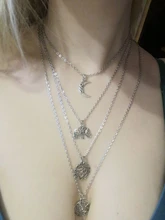 ¡El más nuevo! Color oro multicapa Vintage colgante de cristal de las mujeres collar de Luna estrella cuerno gargantilla de la Media Luna collares joyería