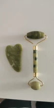 Rodillo masajeador Facial Gua Sha, rascador de doble cabeza, piedra de Jade, Estiramiento Facial de belleza para delgazar, masajeador para cara y cuello, elevación fina