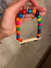 Wooden Parrot Swing Toy Bird Cage Accessories Bird Stand Rack Hanging Perch For Bird Parrot Swing Toy with Colorful Beads Bells