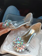 Zapatos de piel de diamante con brillo cristalino de Cenicienta para niña, calzado individual de princesa para rendimiento, tacones altos