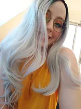 Feilimei-Peluca de cabello largo sintético para Cosplay, pelo liso con degradado, color rosa, Azul, Morado, gris, Rubio y negro, 24 pulgadas, 280g