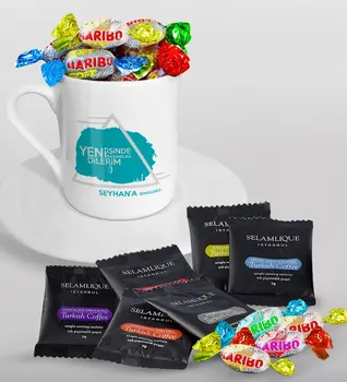Personalized New She Devotes The Success In Turkish coffee Cup Selamlique Mixed Turkish Coffee House and Haribo Candy Gift Seti-1
Personalized New She Devotes The Success In Turkish coffee Cup Selamlique Mixed Turkish Coffee House and Haribo Candy Gift Seti-1
