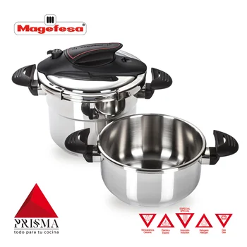 MAGEFESA prism Pressure cooker Super fast, easy Use, Steel stainless 18/10, fit with foremost type kitchen, induction cooker 4L + 6L
MAGEFESA prism Pressure cooker Super fast, easy Use, Steel stainless 18/10, fit with foremost type kitchen, induction cooker 4L + 6L