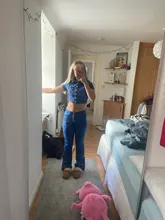 TiulZial Y2K E chica impresión Floral alto cintura pantalones las mujeres verano largo pantalones de verano pantalones Capris pantalones de fondo 2021