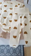Body de manga larga para bebés recién nacidos, ropa con impresión de caricatura de oso, conjunto de ropa informal, trajes de 2 piezas, primavera y otoño