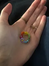 Anillo de flores pequeñas multicolor versión coreana, anillo de cuentas tejido a mano, anillo de cuentas de arroz, joyería para mujeres y niñas, anillo pequeño de estilo fresco