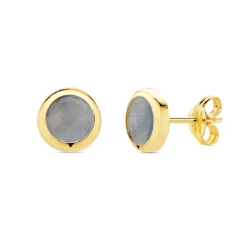 18k gold earrings female 6.5mm. Chatón round blue stone close pressure
18k gold earrings female 6.5mm. Chatón round blue stone close pressure