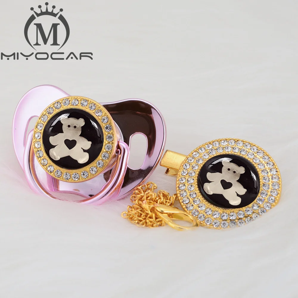 MIYOCAR 7 colors lovely bear Gold bling pacifier and pacifier clip BPA free dummy bling unique design GBEAR
MIYOCAR 7 colors lovely bear Gold bling pacifier and pacifier clip BPA free dummy bling unique design GBEAR