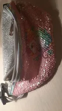 Riñonera con estampado de lentejuelas para mujer, bolso de cintura con dibujos animados y purpurina para teléfono
