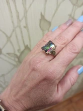 Jewepisode Vintage 12x16MM del arco iris místico Topacio anillos para las mujeres, plata maciza 925 bien joyería boda fiesta anillo envío de la gota