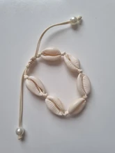 Pulsera de conchas con cuentas de punto para mujer, joyería Bohemia, accesorios de perlas naturales, brazaletes de cuerda, tamaño Adj
