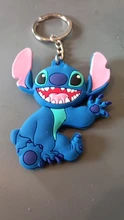 Anime Stitch llavero figura PVC dibujo animado anillo 3D doble lado clave cadena lindo anillo clave titular regalo de mochila Decoración
