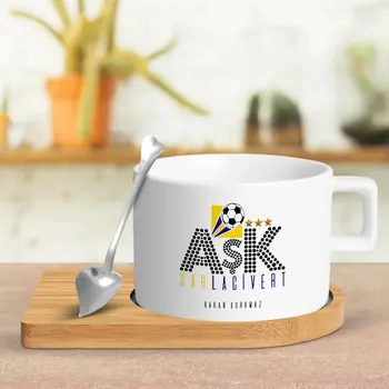 Personalized Love Yellow Navy Blue Wood Altlıklı Ceramic Cup 
Personalized Love Yellow Navy Blue Wood Altlıklı Ceramic Cup
