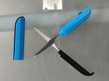 Deli 0600-Tijeras portátiles de bolsillo para corte de papel, tijeras de seguridad plegables