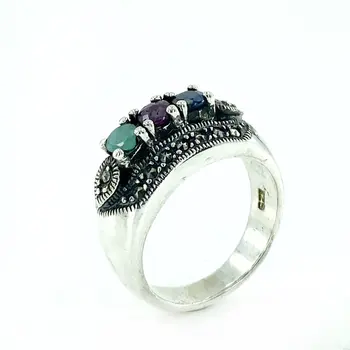 Ruby, Emerald and Sapphire Cubic Zirconia Authentic 925 Sterling Silver Ring
Ruby, Emerald and Sapphire Cubic Zirconia Authentic 925 Sterling Silver Ring