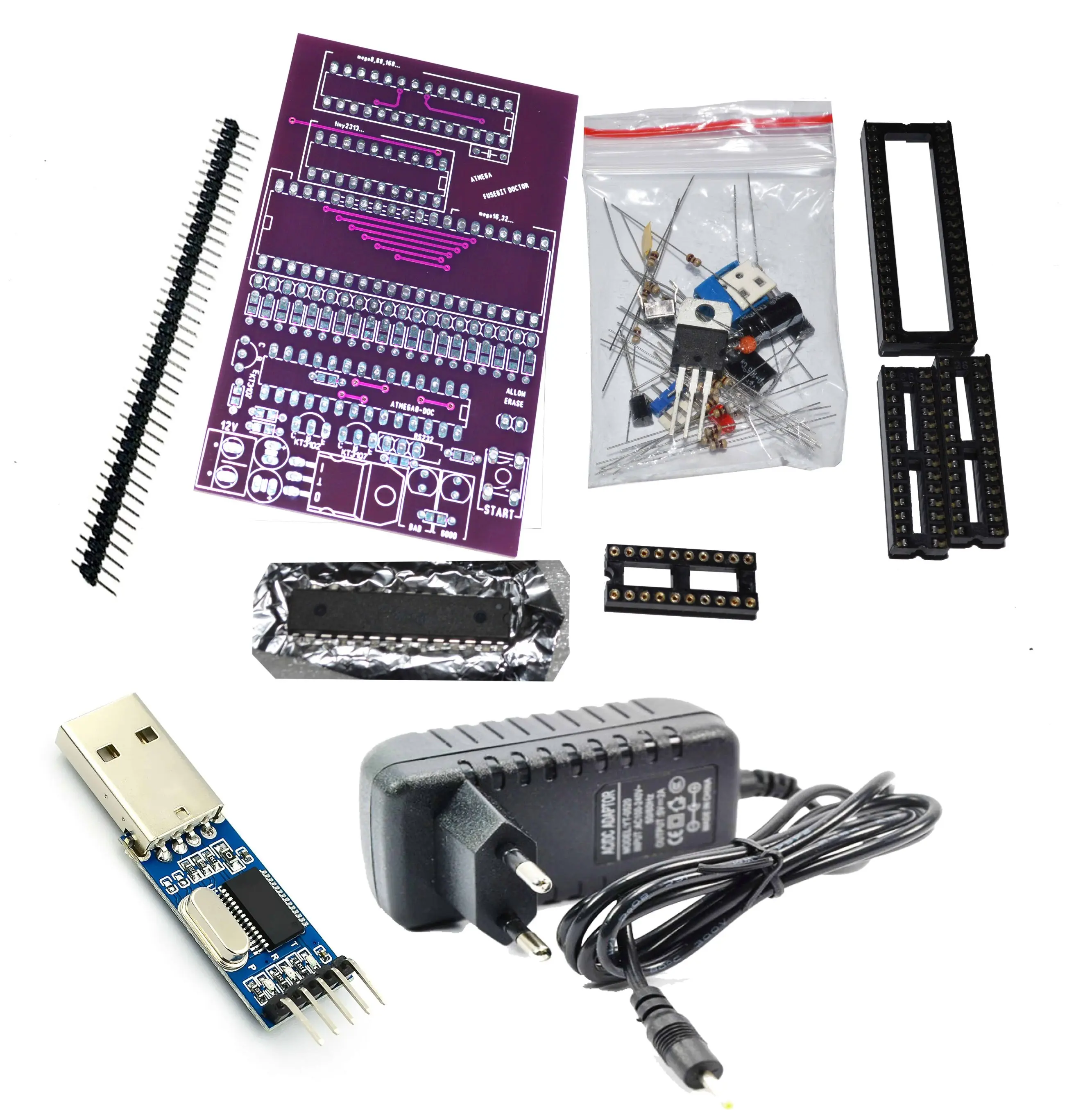 Набор для сборки Atmega Fusebit Doctor исправление фьюзов МК AVR + Блок Питания USB TTL DIY kit Fuse |