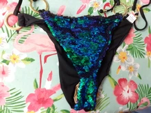 Nayooton-Conjunto de Bikini triangular con lentejuelas brillantes para mujer, ropa de playa Sexy con cordón, traje de baño de cuello alto cruzado con cuello Halter, traje de baño de cintura baja