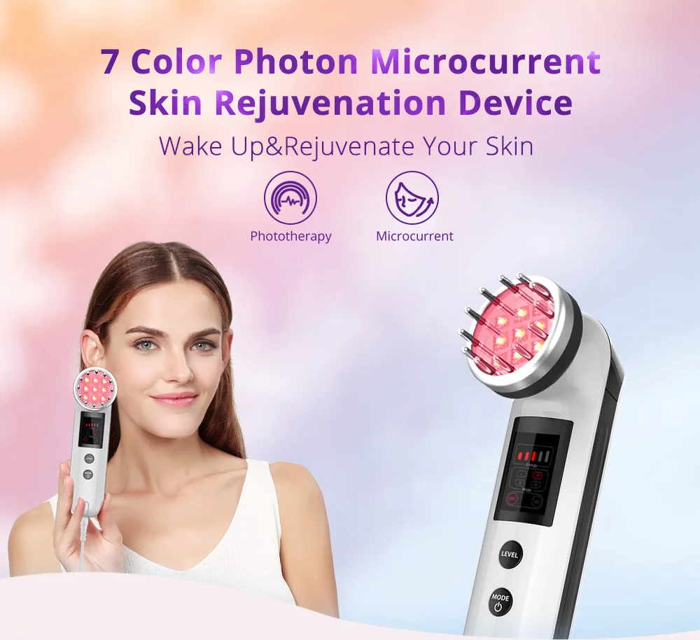 Multi Color LED Photon&Micro Current Face Skin Wrinkle Removal Beauty Machine Home Use Skin Care Device
Multi Color LED Photon&Micro Current Face Skin Wrinkle Removal Beauty Machine Home Use Skin Care Device