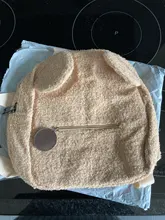 Mochila portátil para la compra de viaje para niños, morral informal de lana de cordero para otoño e invierno, mochila de hombro en forma de oso