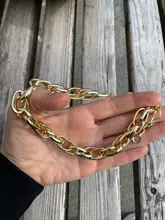 Gargantilla de cadena Punk para mujer, Collar de estilo Hip Hop, grande, grueso, de aluminio, dorado, cadena gruesa, joyería