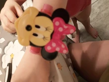 Minnie de Disney-relojes de proyección 3D para niños, figuras de anime de dibujos animados, con tapa, regalo para niñas