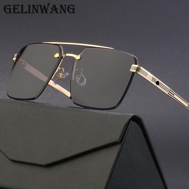 

Semi Rimless Square Sunglasses Women Fashion 2022 Luxury Brand Designer Oversized Sun Glasses Men Frameless Metal Frame Eyewear