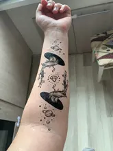 Pegatinas de tatuaje temporal a prueba de agua para hombre y mujer, tatuaje Negro Grande, Cráneo de Tigre, León, Lobo, rosa, pierna, pecho, tatuaje falso para brazo