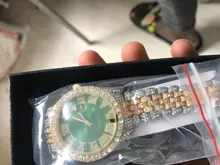 ALLICEONYOU-relojes de circonia cúbica, pulsera de diamantes de alta calidad, de acero inoxidable, Color oro nuevo y plateado, a la moda, Hip Hop, para regalo