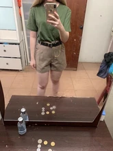 Pantalones cortos de cintura alta para mujer, Shorts femeninos de corte en A, de pierna ancha, estilo coreano, informales, con cinturón, nuevos, 2021