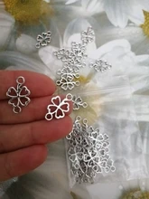 Dijes colgantes de trébol para fabricación de pulseras, TRÉBOL DE LA SUERTE de Color plata antigua, joyería artesanal, amuletos de la suerte, 20 Uds.