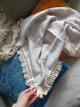 Manta de algodón con borlas para bebé, cubierta para cochecito de bebé, manta de muselina para recién nacido, gasa para el baño, colcha de muselina