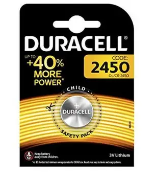 Pilas de boton Duracell bateria original Litio CR2450 3V en blister 10X Unidades
Pilas de boton Duracell bateria original Litio CR2450 3V en blister 10X Unidades