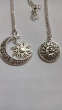 Colgante de plata tibetana con forma de Luna y sol, joyería hecha a mano, 1 unidad