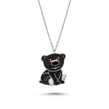 Silver 925 Sterling Enamel Teddy Bear Necklace 
Silver 925 Sterling Enamel Teddy Bear Necklace