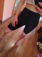 Pantalones cortos finos de cintura alta para mujer, Shorts de motorista informales, ajustados hasta la rodilla, color negro, ropa de calle