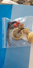 Llavero colgante de Feng Shui de la suerte, cuerda hecha a mano, de latón Vintage, bolsa de dinero, joyería antigua, cinco emperadores, llaves de coche