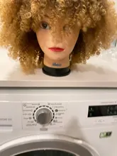 Afro corto rizado pelucas con flequillo para las mujeres negras rubia marrón Cosplay sintético Africana pelucas resistente al calor Lizzy