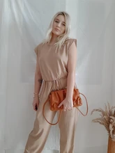 Sport Jumpsuit Overalls Romper Women Round-Neck Sleeveless Berrygo Causal Lace-Up Ankle-Banded