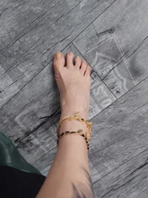 Docona-tobillera de flecha gótica negra para mujer, tobillera de cadena de lentejuelas hecha a mano, joyería para fiesta en la playa, 5 unidades/set 8851