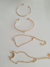 Modyle-Conjunto de pulseras de Metal bohemias para mujer, brazaletes Vintage Punk, Color dorado Simple, regalo de joyería