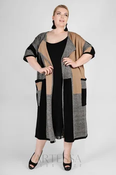 Cardigan female artessa plus size, without zipper, turn-down collar. 
Cardigan female artessa plus size, without zipper, turn-down collar.