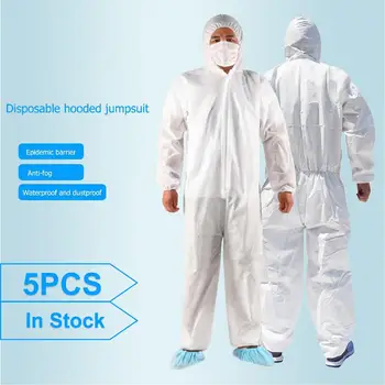 5pcs/set Disposable Hooded Isolation Clothes PP Dust-proof White Security Protection Suit Isolation Gown Jumpsuit
5pcs/set Disposable Hooded Isolation Clothes PP Dust-proof White Security Protection Suit Isolation Gown Jumpsuit