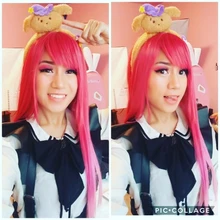 LOUIS FERRE largo degradado rojo rosado pelucas sintéticas azul púrpura Cosplay peluca con Bnags para las mujeres negras resistente al calor de fibra