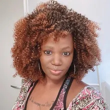 Afro corto rizado pelucas con flequillo para las mujeres negras rubia marrón Cosplay sintético Africana pelucas resistente al calor Lizzy