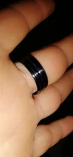 Anillo de titanio para hombre, Surface negro, azul, ranura interior, cara azul, anillo de acero inoxidable, luz de temperamento de lujo
