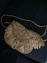 Bolsos de paja de verano para mujer, carteras de playa hechas a mano con borlas, de rafia, tejido de ratán, bolsos de hombro tipo bandolera para vacaciones, 2020