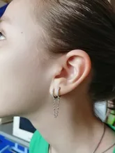 Plata esterlina 925 1PC doble orificio de oreja cúbico pendiente del aro zirconia oído de la joyería para las mujeres, regalo de S-E1030