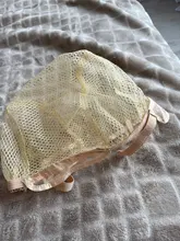 Malla tejida de buena calidad para cabello, gorras de malla negra para pelucas, gorra de peluca tejida y redes de pelo abiertas en un extremo, color negro y Beige, 1 unidad