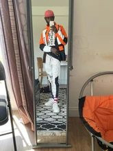 Pantalones Cargo de harén con bolsillos laterales para hombre, pantalón negro de Hip-Hop, informal, a la moda, ropa de calle, 2021 cintas